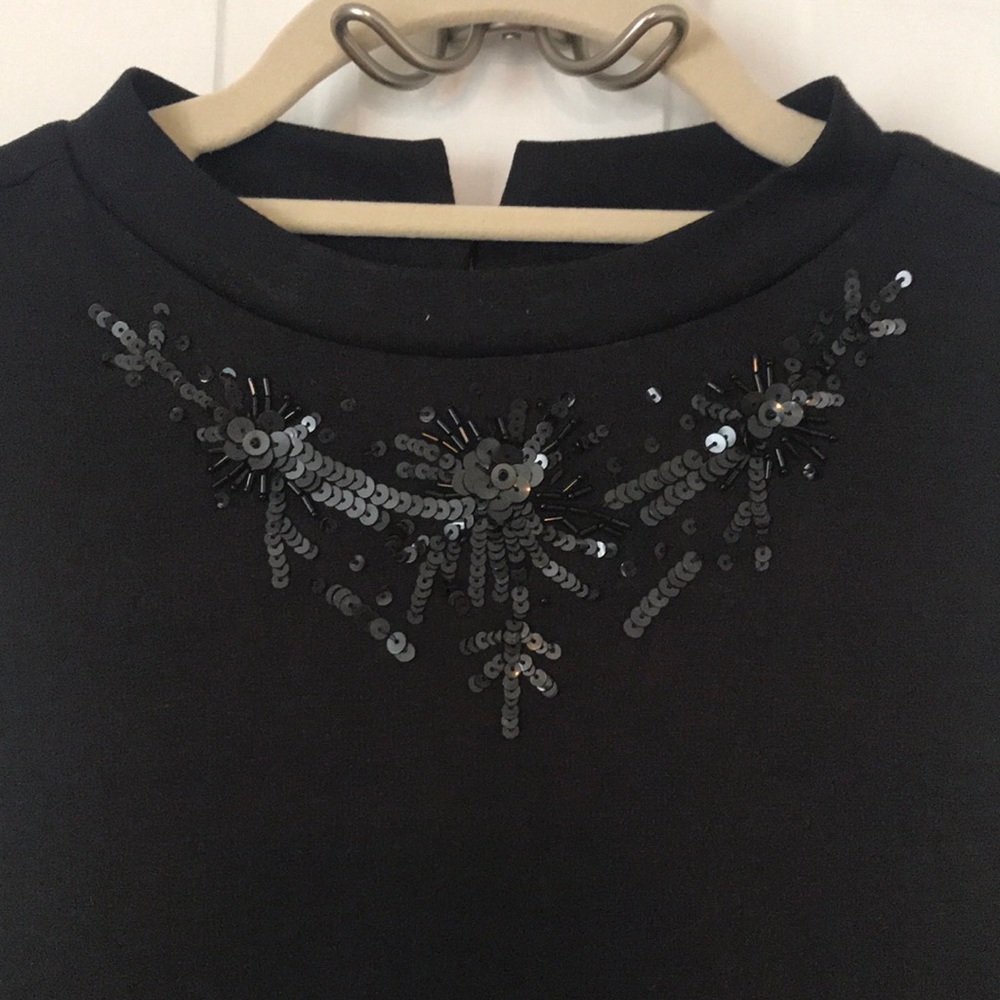 NWT LOFT Black swing tank with sequin detail
